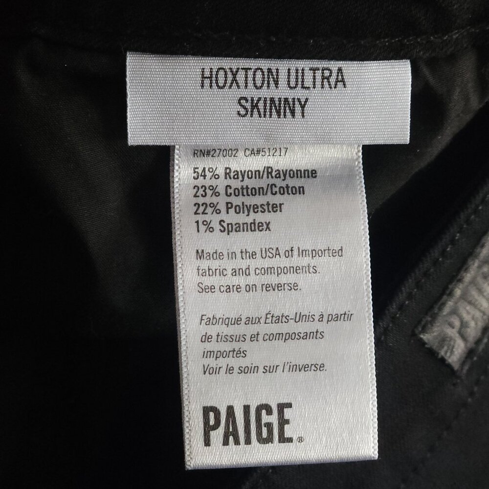 PAIGE Hoxton Ultra Skinny Jeans Women's Size 29 Black Wash Denim $229 - Picture 7 of 8